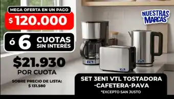 Supermayorista Vital Vtl set 3en1 tostadora cafetera pava oferta