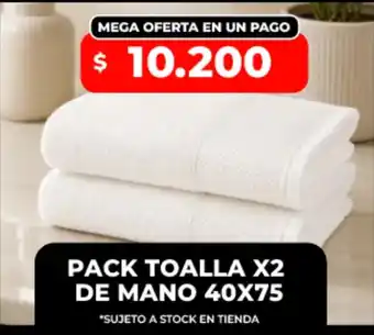 Pack toalla x2 de mano 40x75