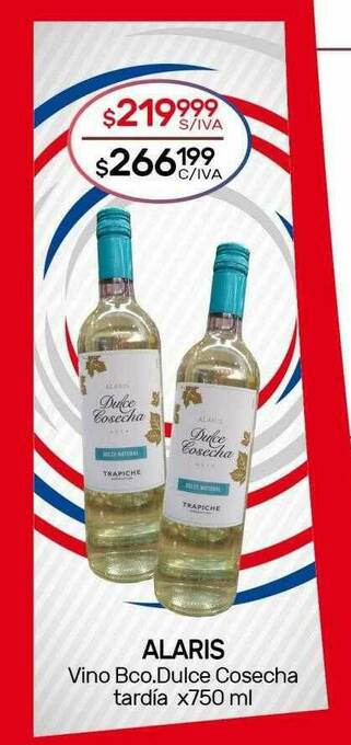 Nini Mayorista Alaris Vino Bco Dulce Cosecha Tardía oferta