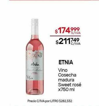 Nini Mayorista Etnia Vino Cosecha Madura Sweet Rosé oferta