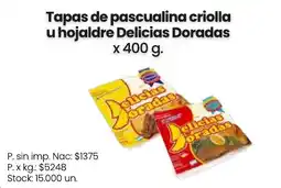 Changomas Delicias Doradas tapas de pascualina criolla u hojaldre oferta
