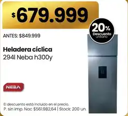 Changomas Neba heladera cíclica 294i h300y oferta