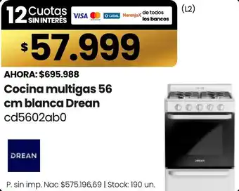Drean cocina multigas blanca