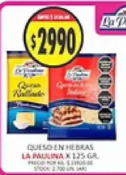 Supermercados Becerra La Paulina queso en hebras oferta