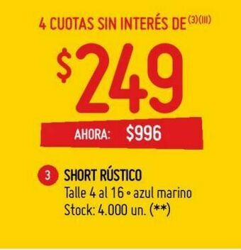 Changomas Short rústico oferta