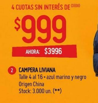 Changomas Campera liviana oferta