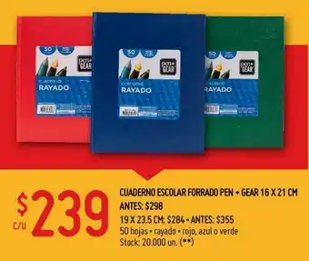 Changomas Cuaderno escolar forrado pen+gear oferta