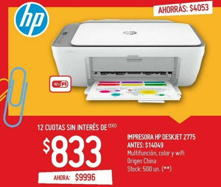 Impresora hp deskjet 2775 oferta en Changomas