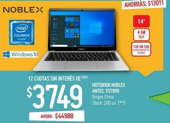 Changomas Notebook noblex oferta