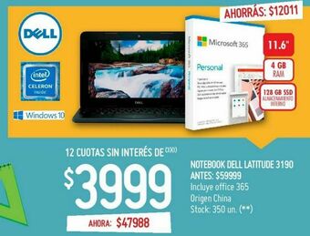 Notebook dell latitude 3190