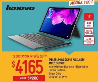 Walmart Tablet lenovo 2k p11 plus j606f oferta