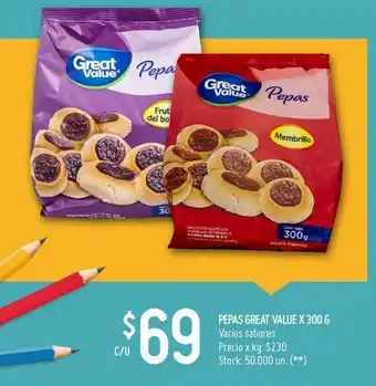 Walmart Pepas great value 300g oferta