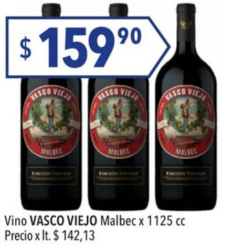 Hergo Vasco Viejo Vino Malbec x 1125cc oferta