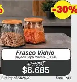 Ferniplast Frasco vidrio rayado tapa madera oferta