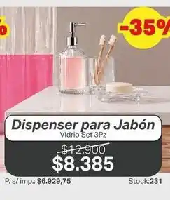 Ferniplast Dispenser para jabón vidrio set 3pz oferta