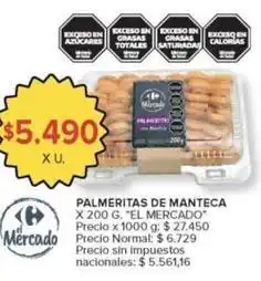 Carrefour Market Palmeritas de manteca oferta