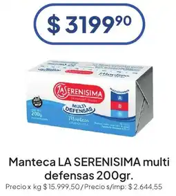 Hergo La serenisima manteca multi defensas oferta