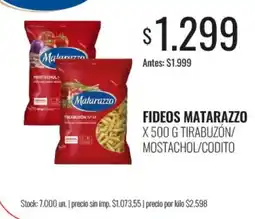 Supermercados Tadicor Matarazzo fideos tirabuzón/mostachol/codito oferta