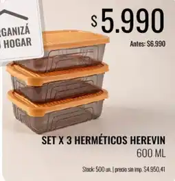 Supermercados Tadicor Herevin set x 3 herméticos oferta