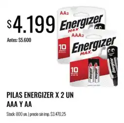 Supermercados Tadicor Energizer pilas x 2 un aaa y aa oferta