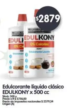 Supermercados Buenos Días Edulcorante liquido clasico EDULKONY oferta