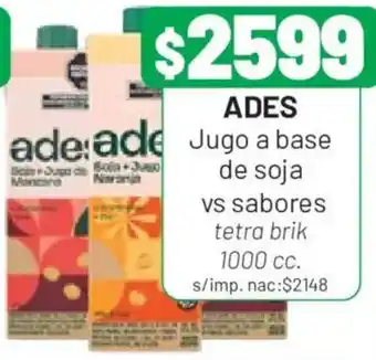 Almacor Ades jugo a base de soja vs sabores oferta