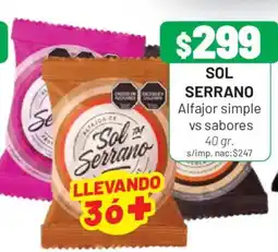 Almacor Sol serrano alfajor simple vs sabores oferta