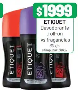 Almacor Etiquet desodorante roll-on vs fragancias oferta