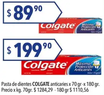 Hergo Colgate Pasta de dientes anticaries x 70gr x 180gr oferta