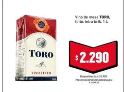 Cooperativa Obrera Toro - vino de mesa tinto, tetra brik oferta