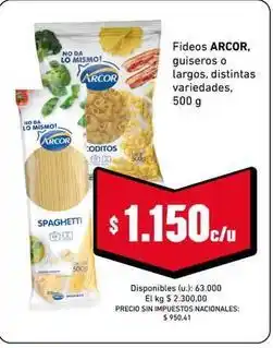 Cooperativa Obrera Arcor - fideos guiseros o largos oferta