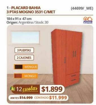Hendel Placard Bahia 3 Ptas Mogno 3531 C Met Orlandi oferta