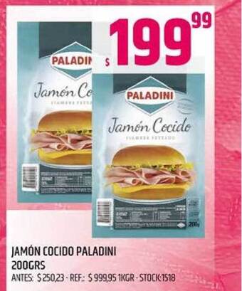 Supermercados Todo Paladini Jamón Cocido 200grs oferta