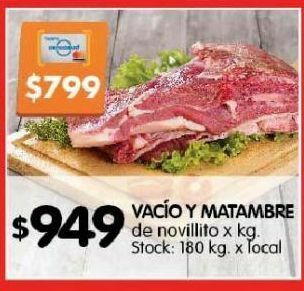 Disco Vacío y matambre de novillito x kg oferta