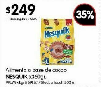 Disco Cacao en polvo nesquik 360g oferta