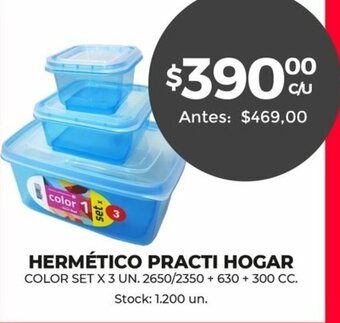 Supermercados Tadicor Hermético Practi Hogar Color Set x 3 un oferta