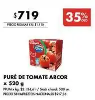 Disco Arcor - pur uevo de tomate oferta