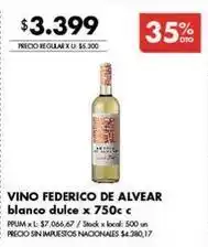 Disco Federico de alvear - vino federico de alvear blanco dulce oferta