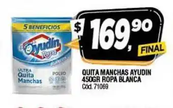 Supermercados Yaguar Ayudin Quita Manchas 450gr Ropa Blanca oferta