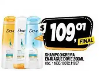 Supermercados Yaguar Dove Shampoo/Crema Enjuague 200ml oferta
