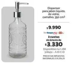 Cooperativa Obrera Dispenser para jabón líquido, de vidrio oferta