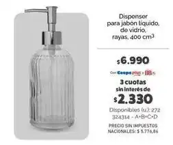 Cooperativa Obrera Dispenser para jabón líquido, de vidrio, rayas, 400 cm³ oferta