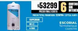 Diarco Escorial - termotanque 80 lt. a gas cód.85705 oferta