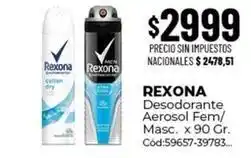 Diarco Rexona - desodorante aerosol fem/masc. x 90 gr. cód:59657-39783 oferta