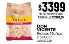 Diarco Don vicente - fideos moños x 500 gr. cód:27229 oferta
