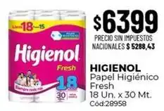Diarco Higienol - papel higi9enico fresh 18 un. x 30 mt. c9od:28958 oferta