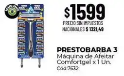Diarco Gillette - prestobarba 3 máquina de afeitar comfortgel x 1 un. cód:7632 oferta