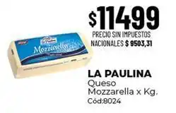 Diarco La paulina - queso mozzarella x kg. cód:8024 oferta