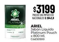 Diarco Ariel - jabón líquido platinum pouch x 800 ml. cód:50500 oferta