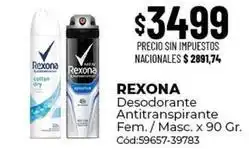 Diarco Rexona - desodorante antitranspirante fem./masc. x 90 gr. cód:59657-39783 oferta